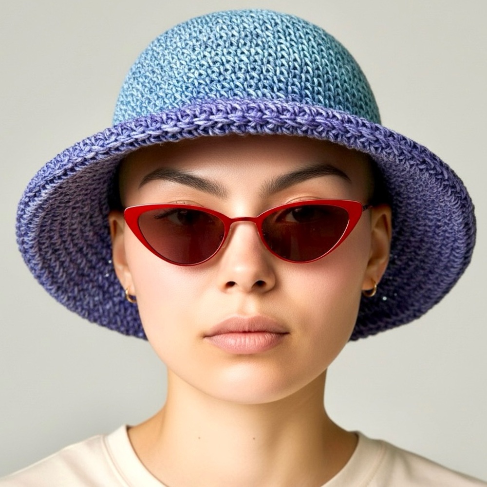 Colourful, Rolled Brim Woven Summer Hat